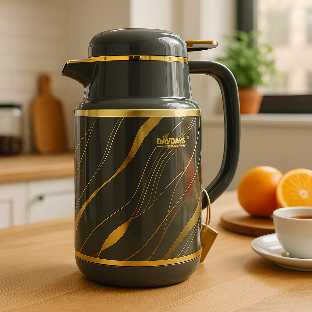 Termo DAYDAYS 1L con Diseño Elegante y Detalles Dorados