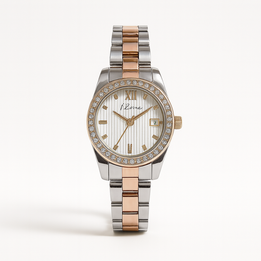 Reloj de Mujer Ilzona Bicolor con Fecha y Cristales Decorativos