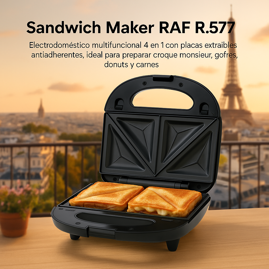 Wafflera 4 en 1 con Placas Intercambiables