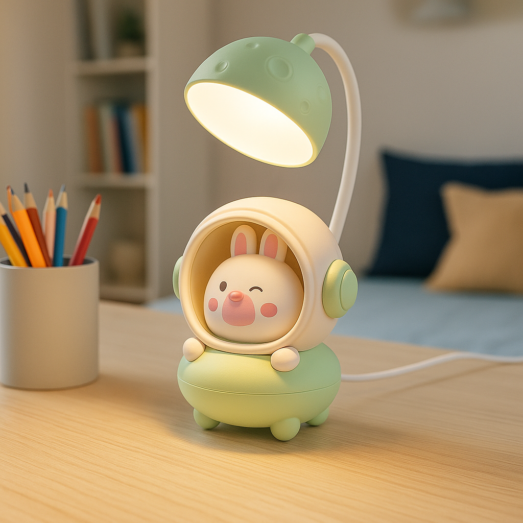 Lámpara LED de Escritorio Cute Pet – Conejito Astronauta USB Recargable