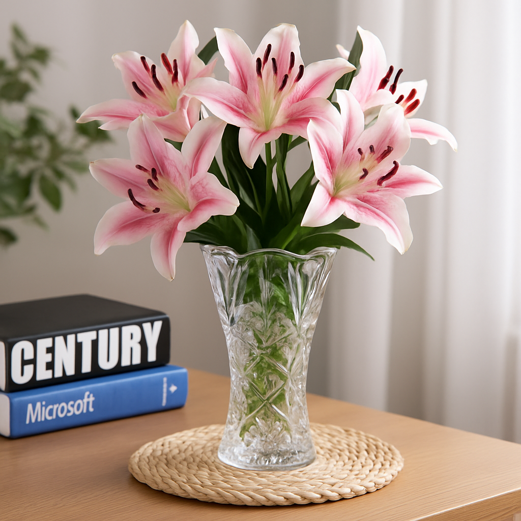 Florero de Cristal Tallado RC Rongcheng 25cm